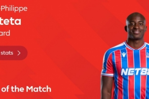 上演帽子戲法，英超官方：馬特塔當(dāng)選水晶宮3-3伯恩茅斯最佳球員