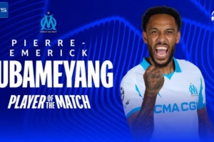 梅開二度！官方：奧巴梅揚當選馬賽2-1紐卡全場最佳球員