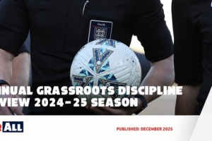 英足總發(fā)布24-25草根足球紀律報告：嚴重案件每千場增加0.08起