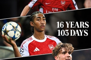 16歲103天！薩爾蒙是第三位代表英格蘭球隊(duì)在歐冠出場(chǎng)的U16球員