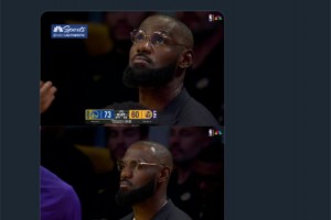 真會來事??！湖人大比分落后，勇士NBC官推曬詹姆斯照片調(diào)侃：決定3.0！
